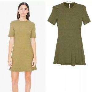AMERICAN APPAREL Ponte Knit Olive Mini Dress